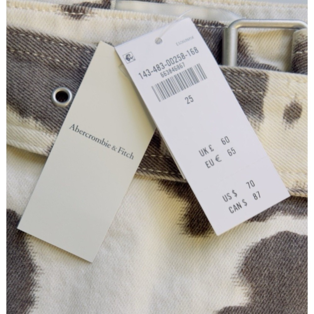 Abercrombie Fitch Cow Print Mid Rise Skort 25 NWT Denim Brown Cream HTF - Picture 2 of 9